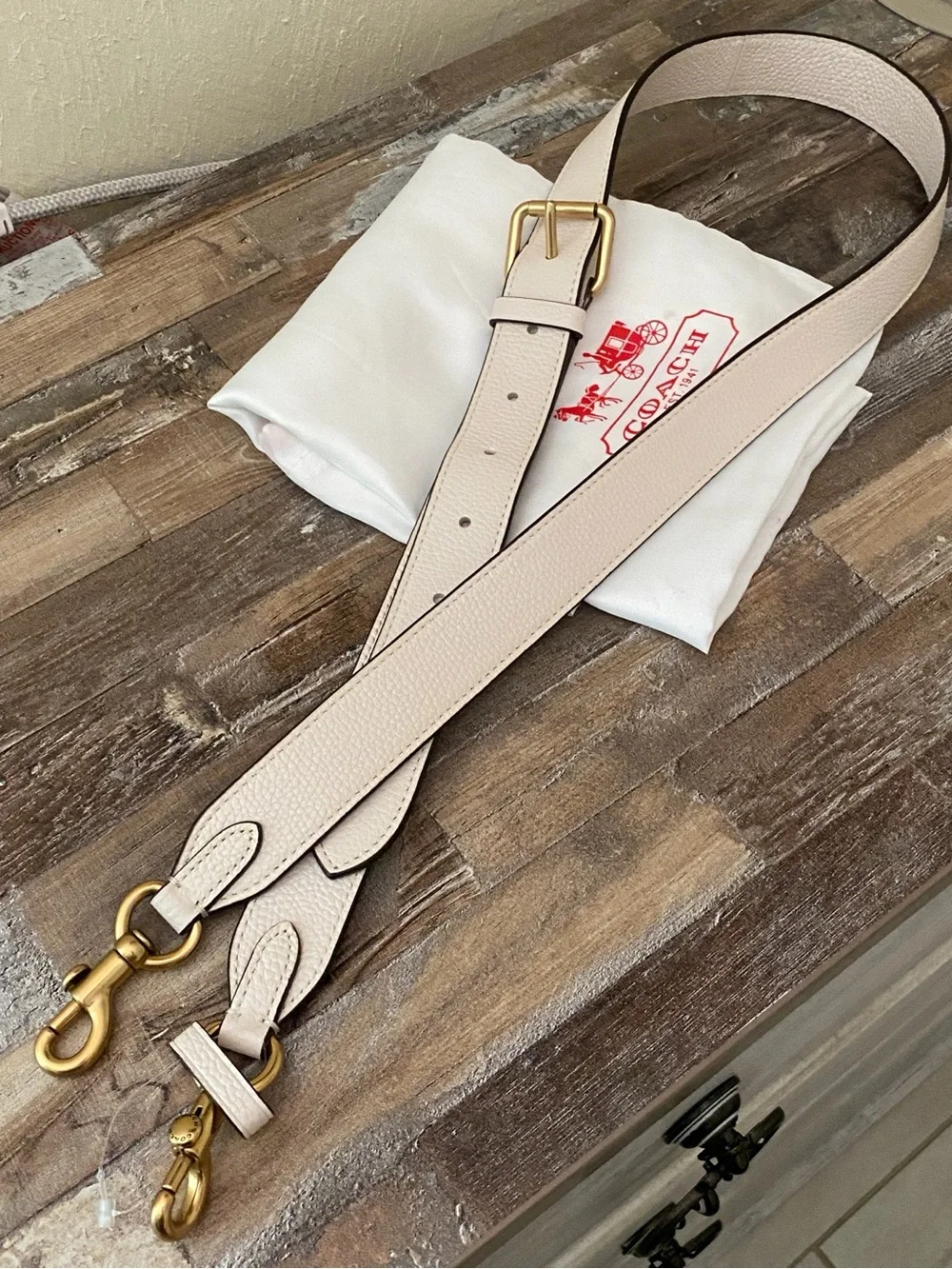 Coach Cream / Ivory Leather Crossbody Strap with Gold Hardware
